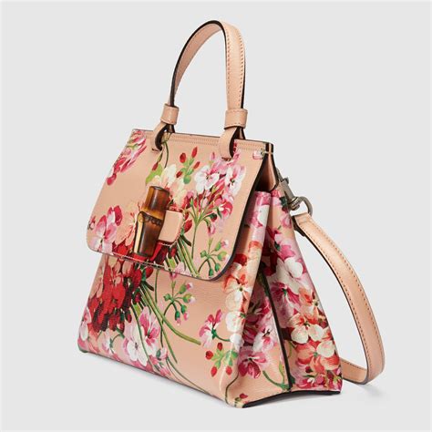 blooms top handle black gucci|Gucci Bamboo Daily Blooms medium top handle bag.